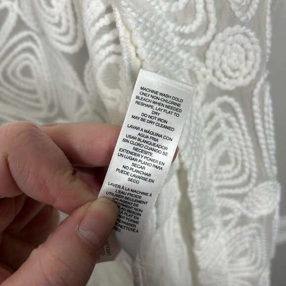 Chico's Travelers Collection White Braided Stitch Open front Short Sleeve Jacket - Picture 5 of 10